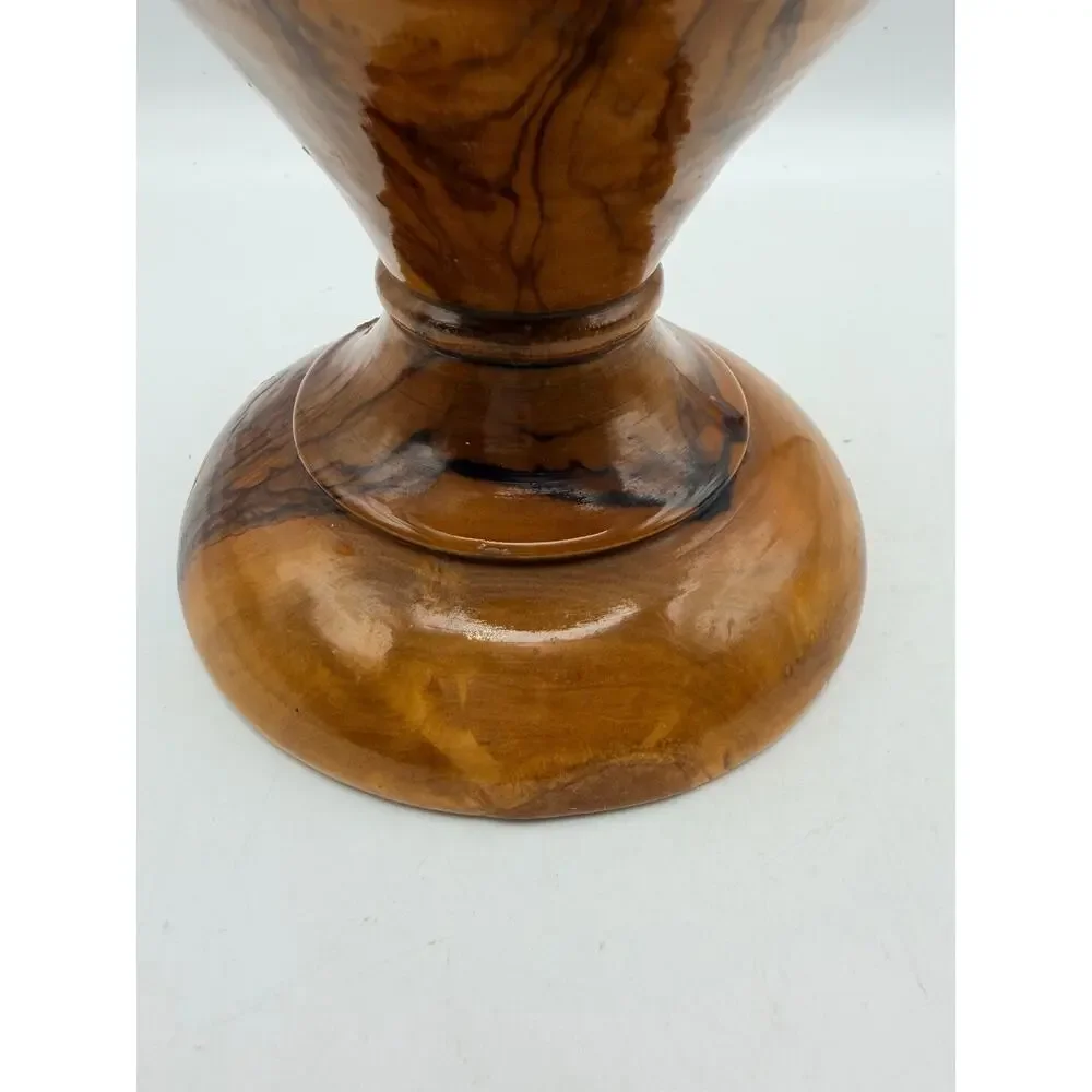 Vintage turned olive wood vase. Rustic and hand crafted.